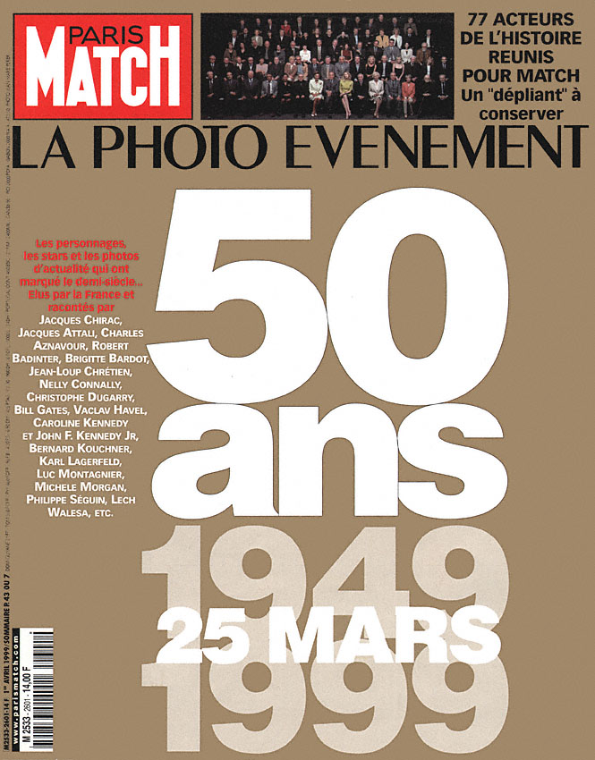 Couverture Paris match numéro 2601 de Avril 1999