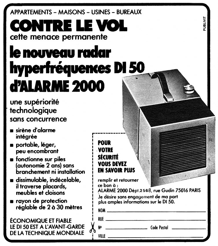 Publicit� Alarme 2000 1976