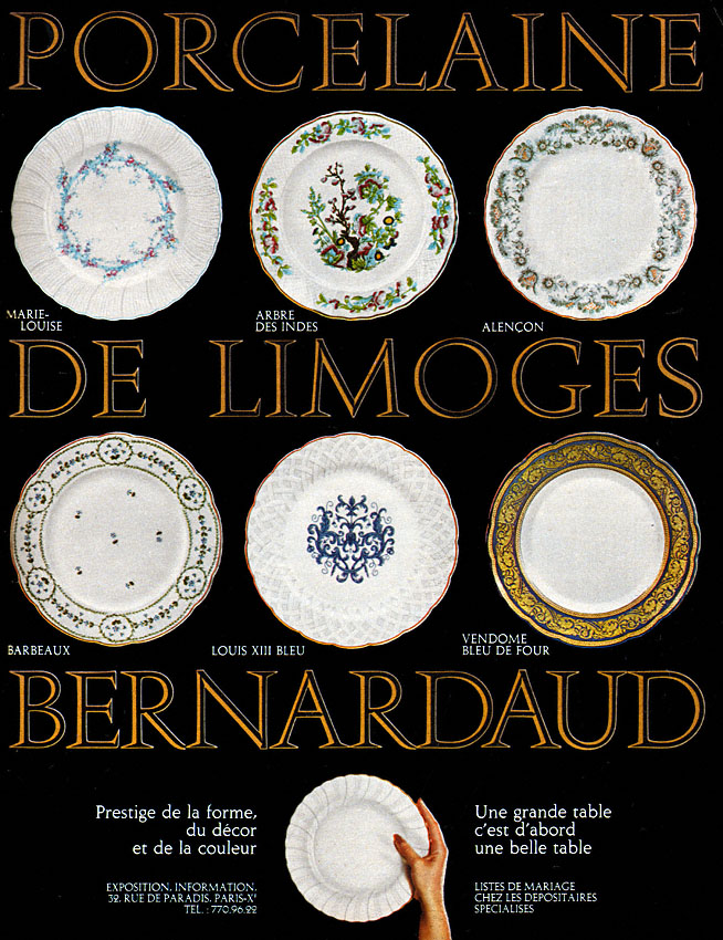 Publicit� Bernardaud 1969