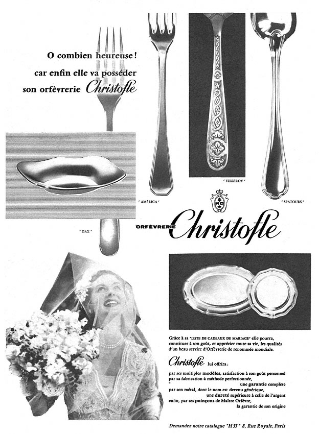 Publicit� Christofle 1956