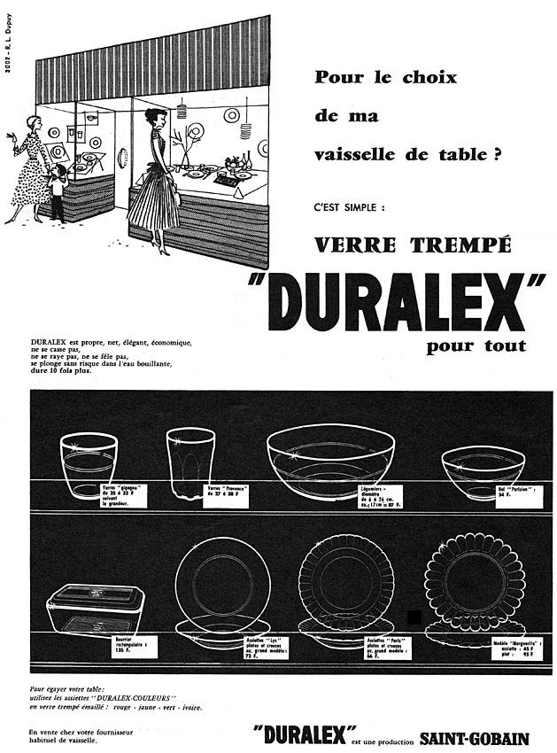 Publicit� Duralex 1956