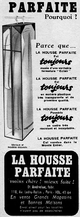 Publicit� La housse parfaite 1953