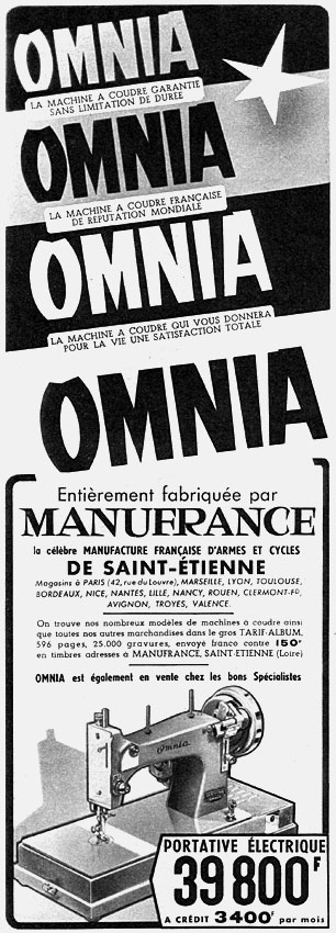 Publicit� Omnia 1958