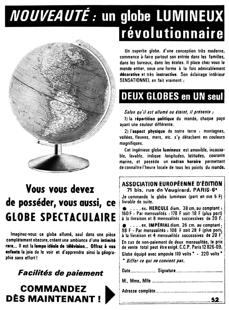 Publicit� Divers 1968