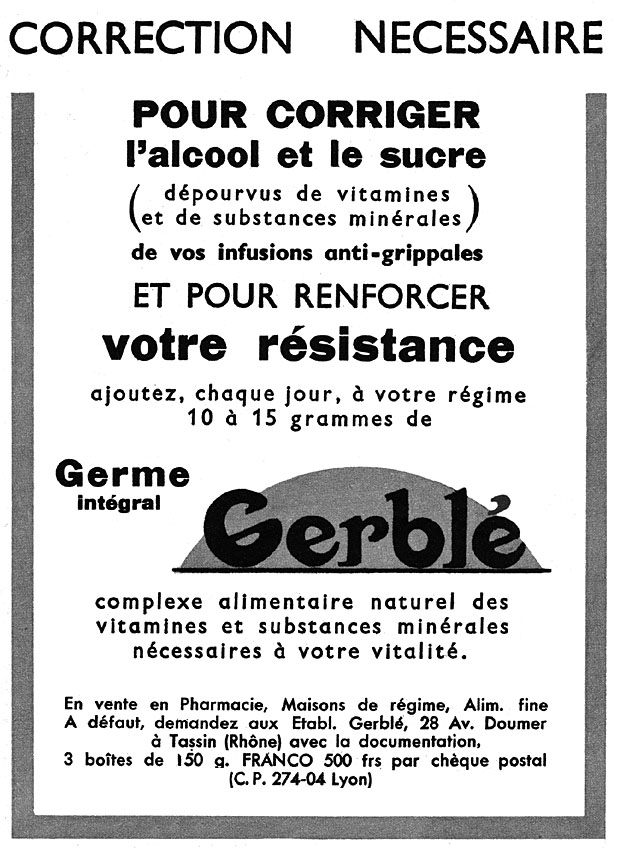 Publicit� Gerbl� 1957