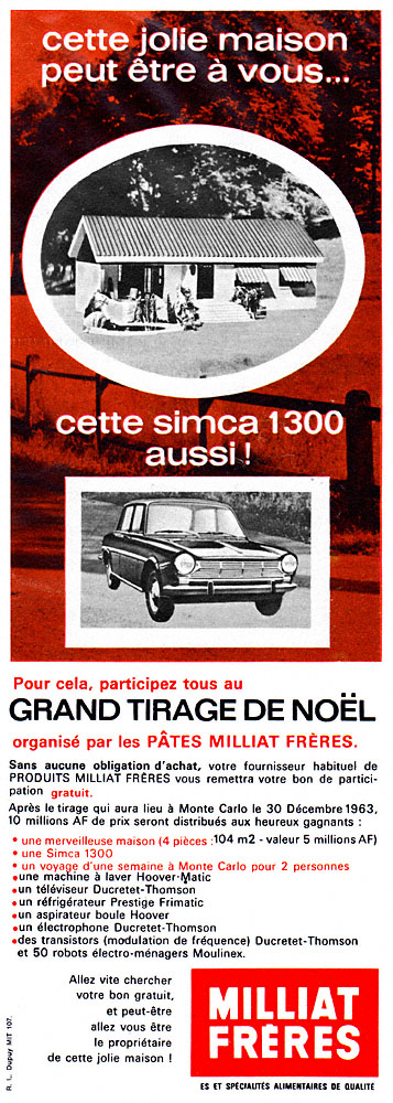 Publicit� Milliat Fr�res 1963