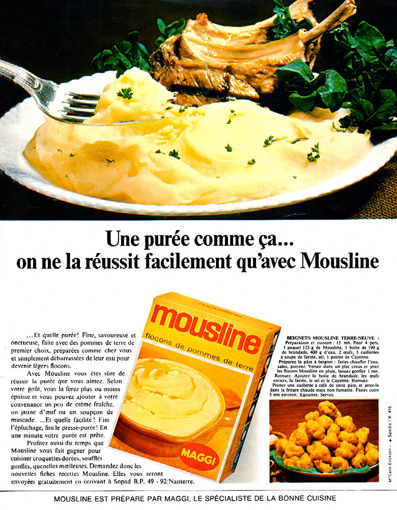 Publicit� Mousline 1968