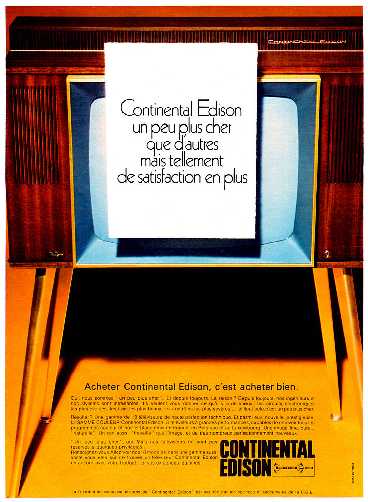 Publicit� Continental Edison 1968