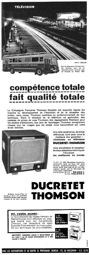 Publicit� Ducretet-Thomson 1954