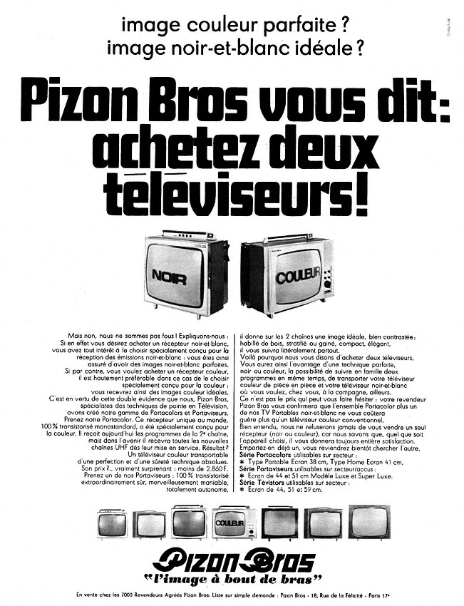 Publicit� Pizon Bros 1969
