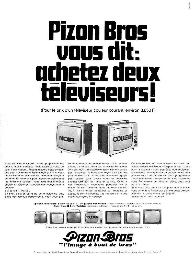 Publicit� Pizon Bros 1969