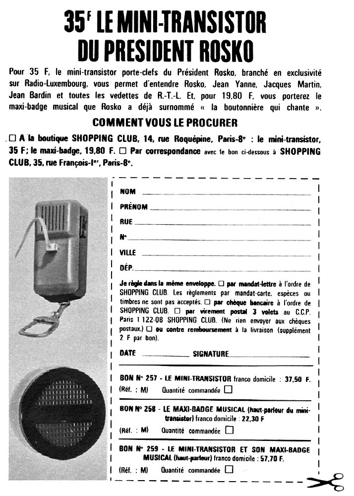 Publicit� Divers 1967