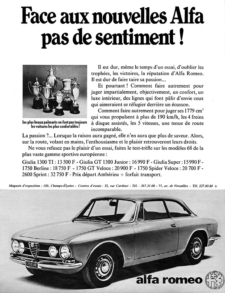 Publicit� Alfa Romeo 1968