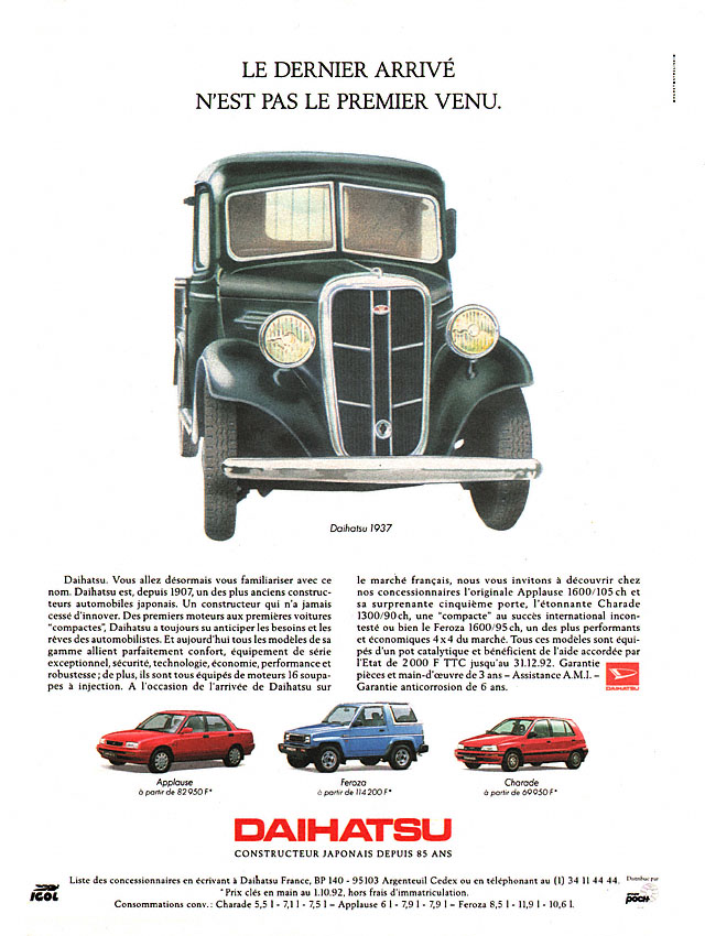 Publicit� Daihatsu 1992