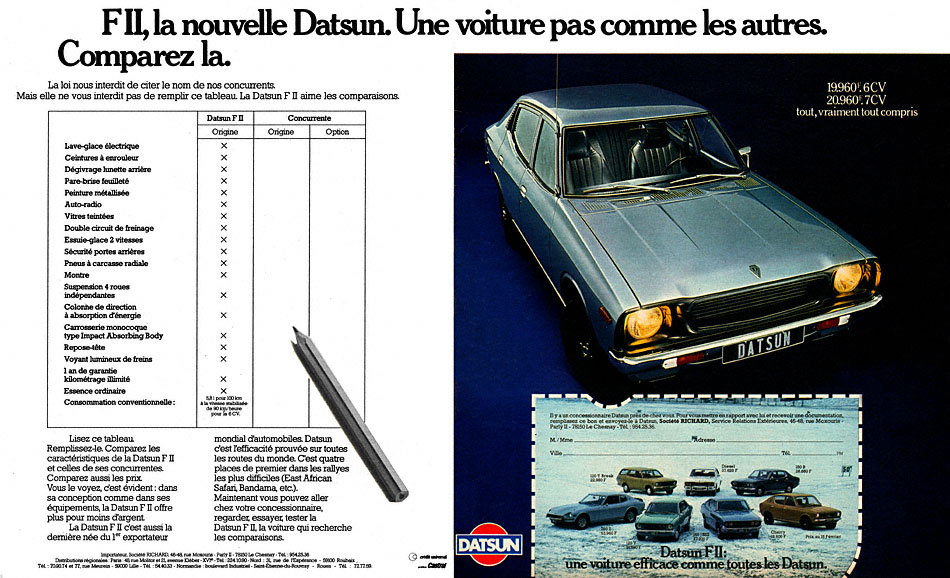 Publicit� Datsun 1976