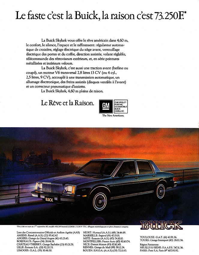 Publicit� General Motors 1980