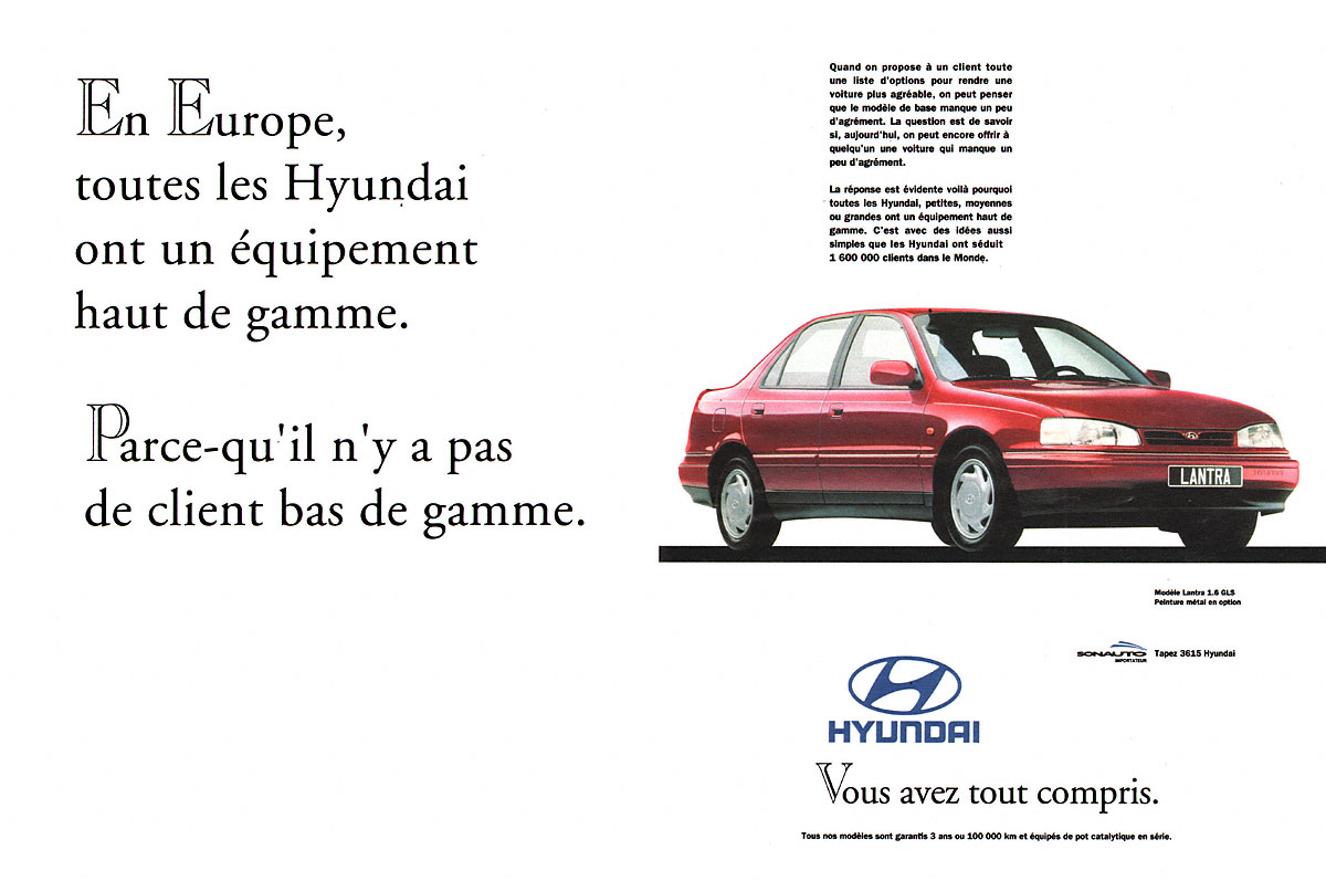 Publicit� Hyundai 1992