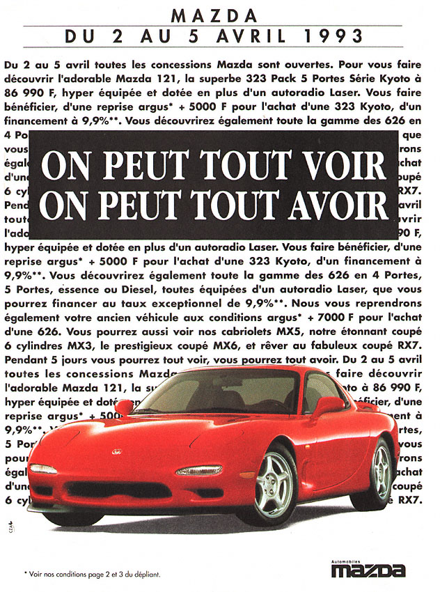 Publicit� Mazda 1993