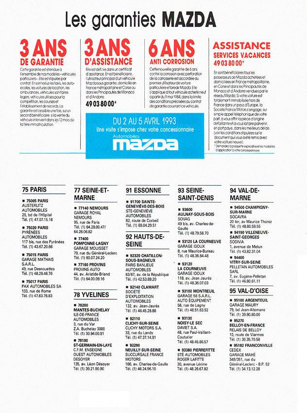 Publicit� Mazda 1993