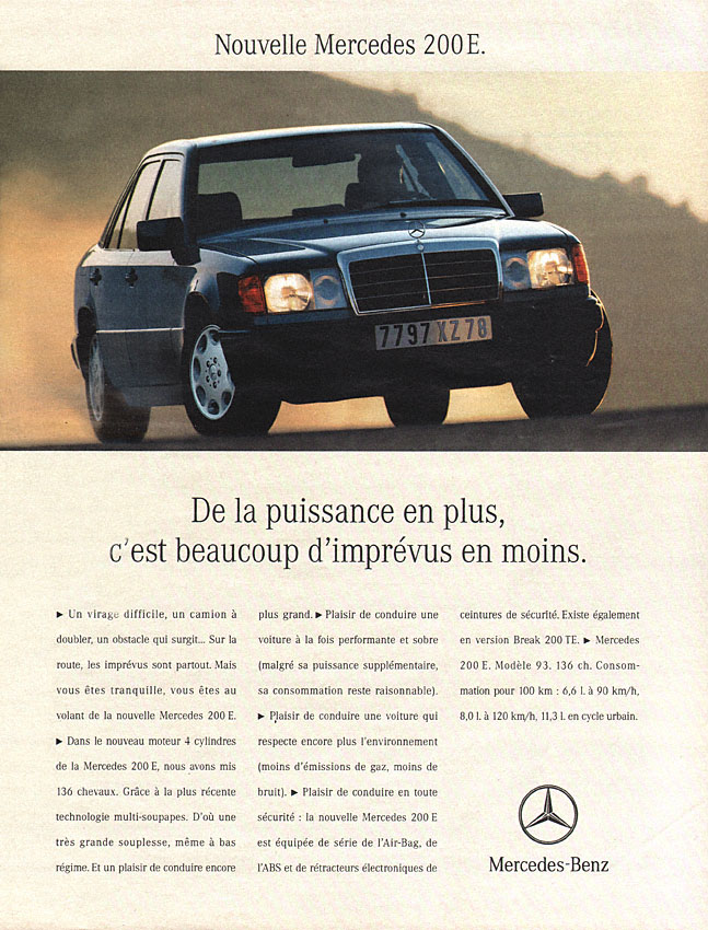 Publicit� Mercedes 1992