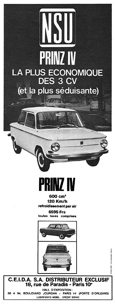 Publicit� NSU 1968