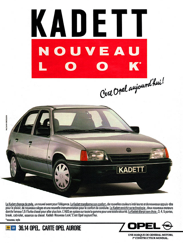Publicit� Opel 1989