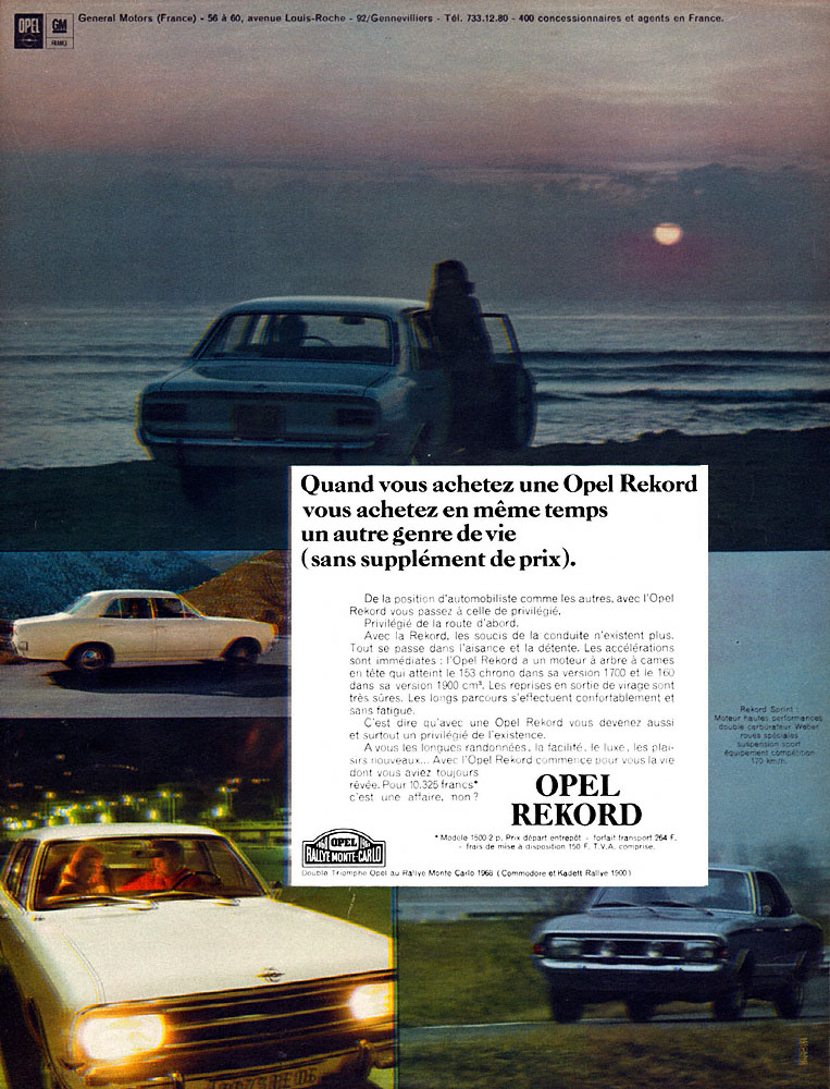 Publicit� Opel 1968