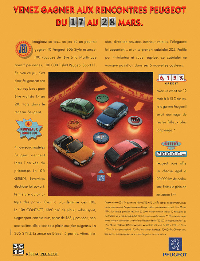 Publicit� Peugeot 1994