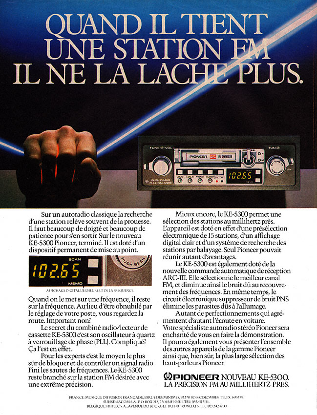Publicit� Pioneer 1980