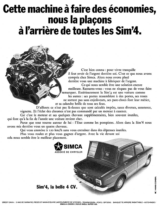 Publicit� Simca 1969