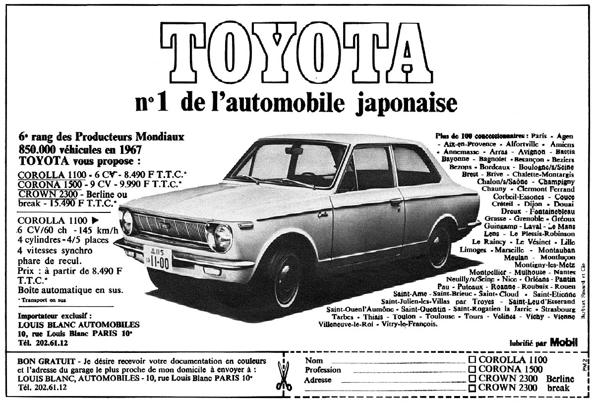 Publicit� Toyota 1968