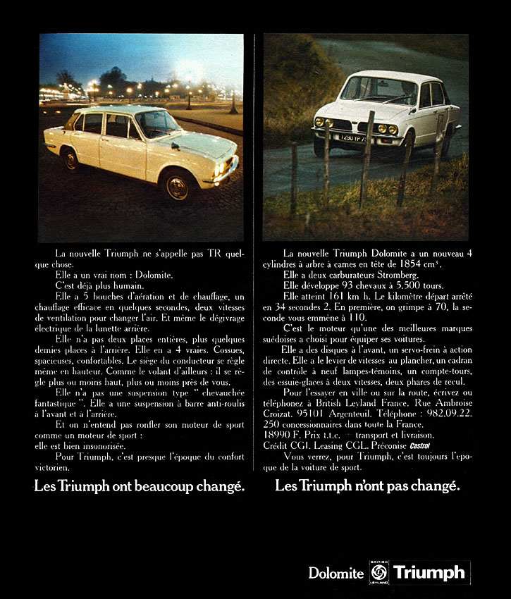 Publicit� Triumph 1973