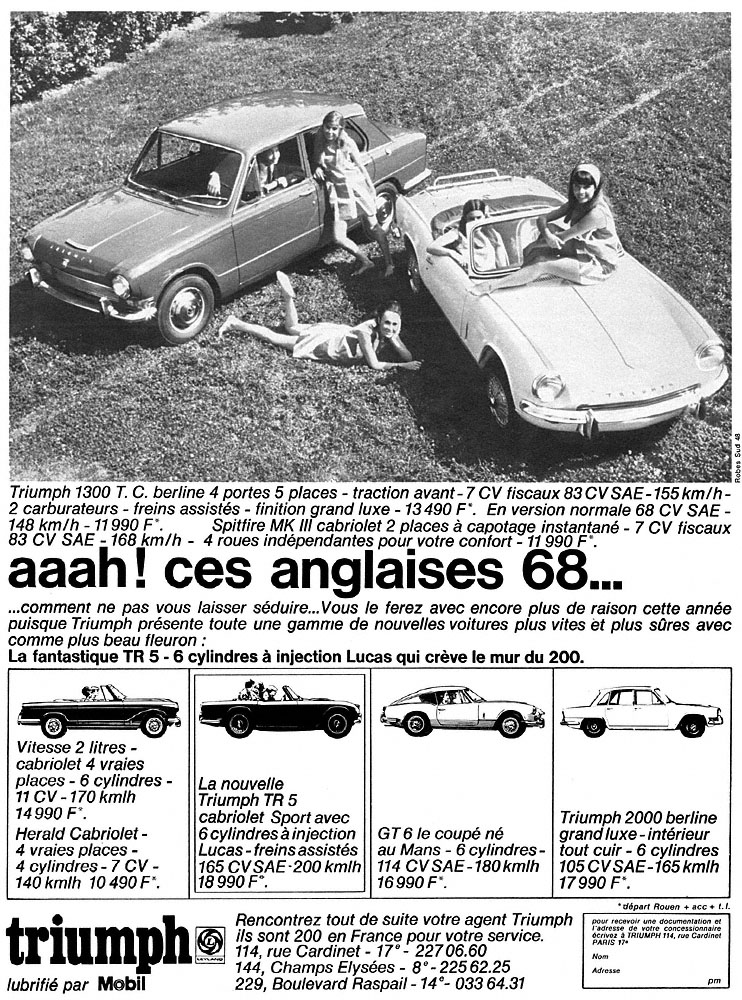 Publicit� Triumph 1967