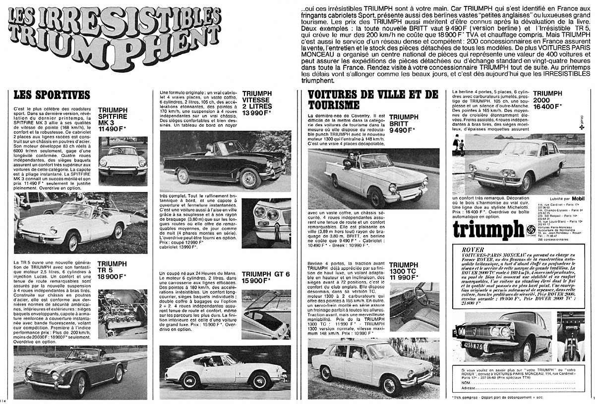 Publicit� Triumph 1968