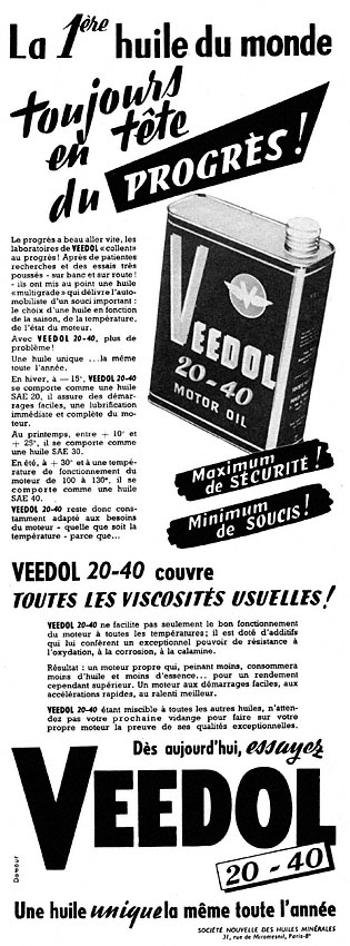 Publicit� Veedol 1956