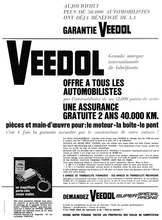 Publicit� Veedol 1966