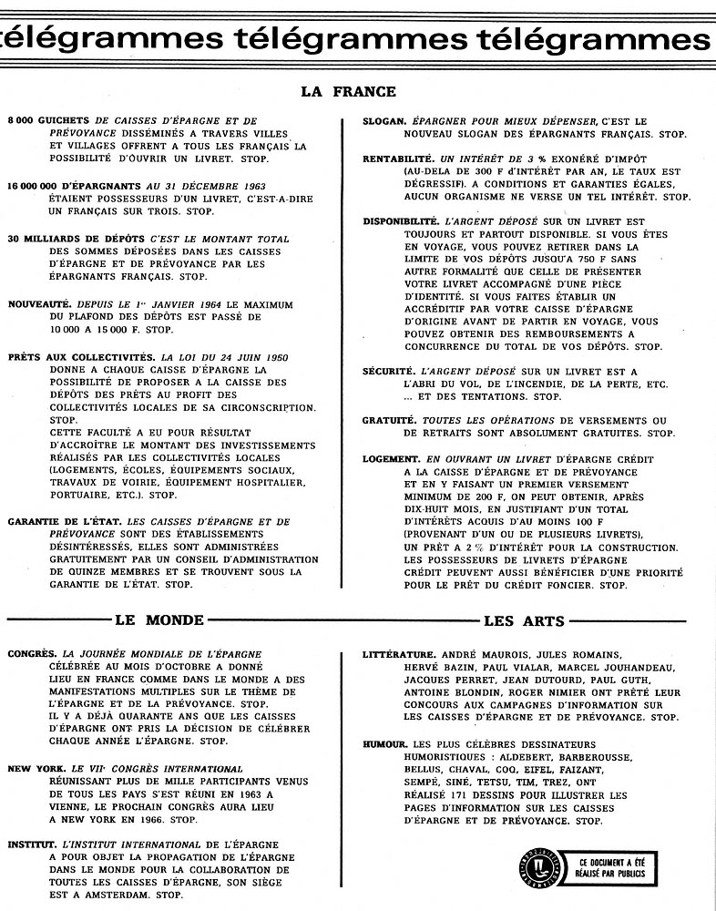 Publicit� Caisse Epargne 1964