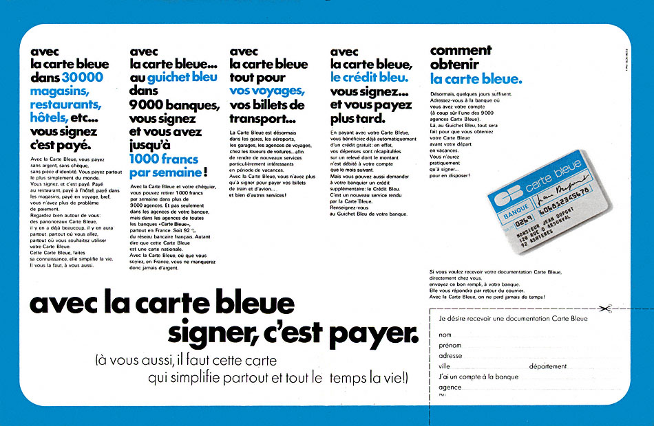 Marque Carte bleue 1969