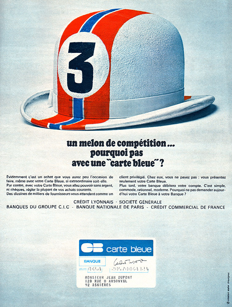 Publicit� Carte bleue 1967