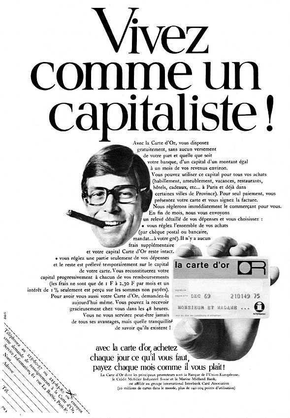 Publicit� Carte Or 1969