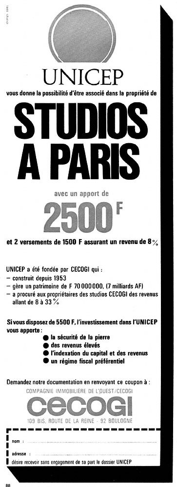 Publicit� Cecogi 1967