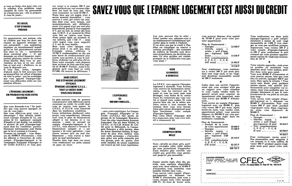 Publicit� Cfec 1966