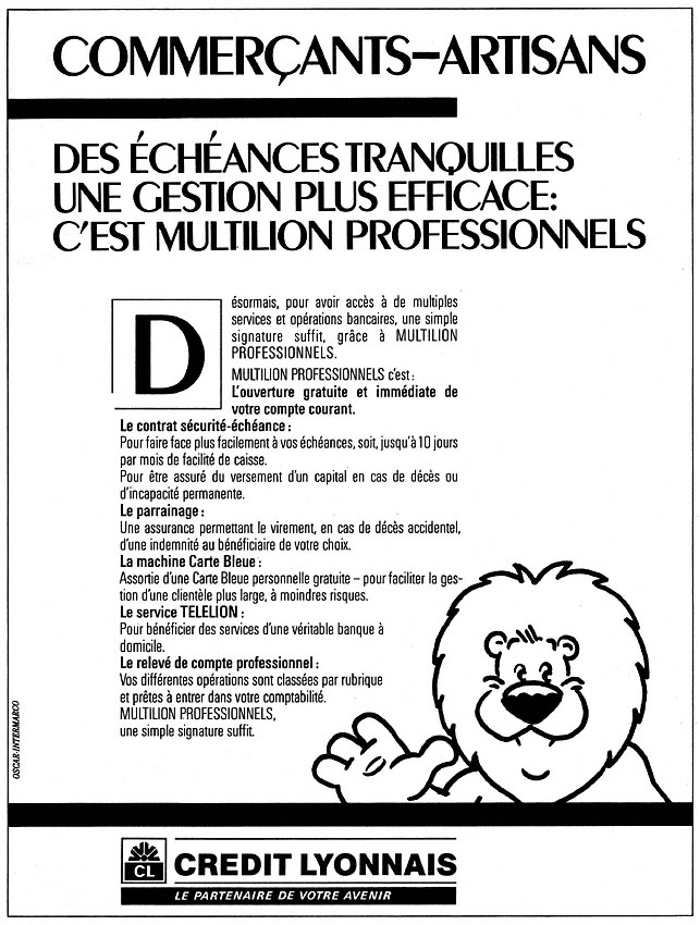 Publicit� Credit Lyonnais 1986