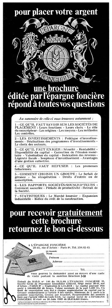 Publicit� Epargne Fonci�re 1969