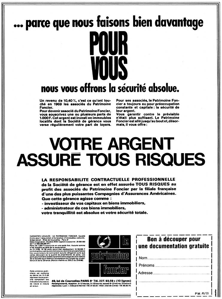 Marque Patrimoine Foncier 1970