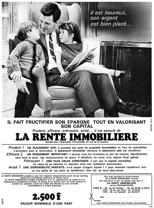 Publicit� Rente Immobili�re 1966