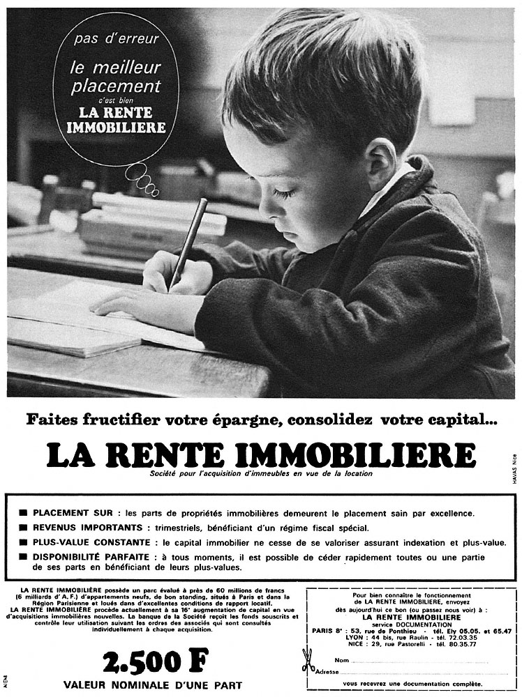 Publicit� Rente Immobili�re 1968