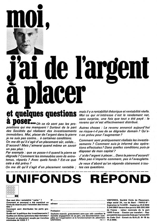 Publicit� Unifonds 1969