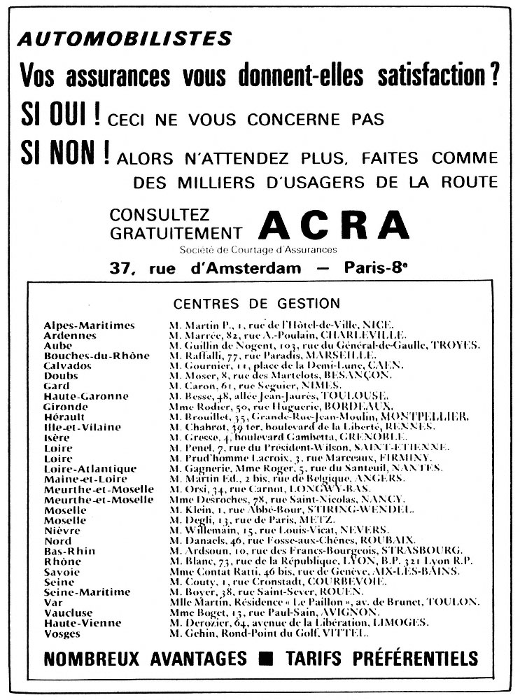 Publicit� Divers 1967