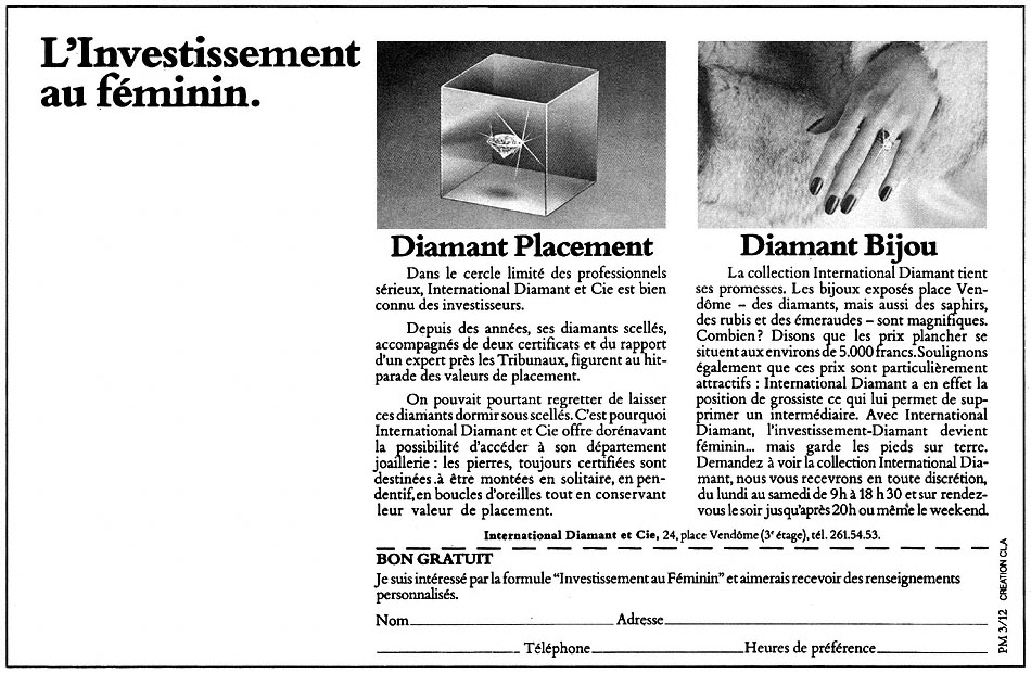 Publicit� Diamant 1981
